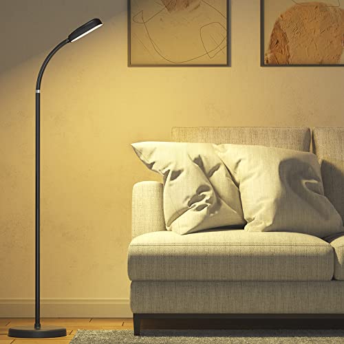 IPARTS EXPERT LED Stehlampe Kabellose Dimmbar 9W mit 3 Farbtemperaturen & 5 Helligkeiten, Schwarze Flexibler Schwanenhals Modern Standleuchte für Wohnzimmer, Schlafzimmer, Büro