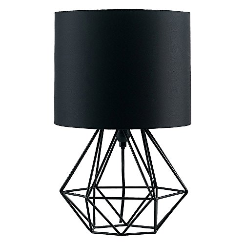 MiniSun – Schöne schwarze im retro Körbchenstil mit schwarzem Lampenschirm – 1 flammige Vintage Tischleuchte – E14 Nachttischlampe – Korb [Energieklasse A++]