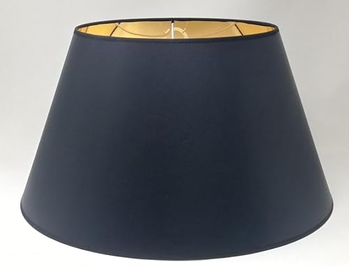 50 cm Schwarzer Lampenschirm, Stoff mit Goldfutter, für Tischlampe, Stehlampe, Handgefertigt