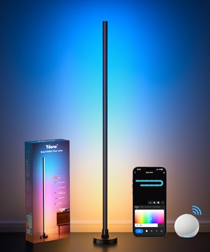 Ydene LED Stehlampe RGB Lampe Ecklampe Wohnzimmer WiFi Stehleuchte Dimmbar Smart Home Corner Lamp mit Alexa Google Poistant Sprachsteuerung und Tuya APP DIY Ambient Light für Spielzimmer Party Bar