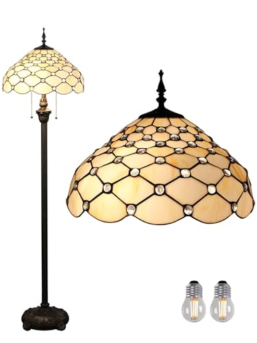 Kinbolas Tiffany Style 16 Zoll Stehlampe Buntglas Lampenschirm Steh Leselampen Vintage Boho Art Deko Schlafzimmer Wohnzimmer Arbeitszimmer Esszimmer Geschenk - Pedal Switch(Color:B-8)