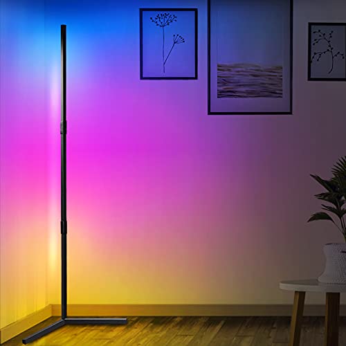 Aney Well LED Stehlampe Dimmbar mit Fernbedienung, Eck Standleuchte Stufenlos Dimmbar Farbwechsel Lichtsaeule RGB Farbtemperaturen Helligkeit für Wohnzimmer Schlafzimmer