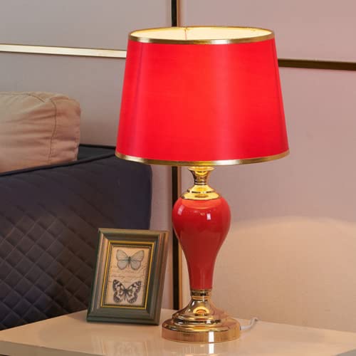 Mengjay Tischlampen,E27 Vintage Einfache Keramik Tischlampe Amerikanischen Land Stil Schlafzimmer Nachttischlampen Stoffschirm Moderne Studie Wohnzimmer Hotel Dekorative Schreibtischlampe (B)
