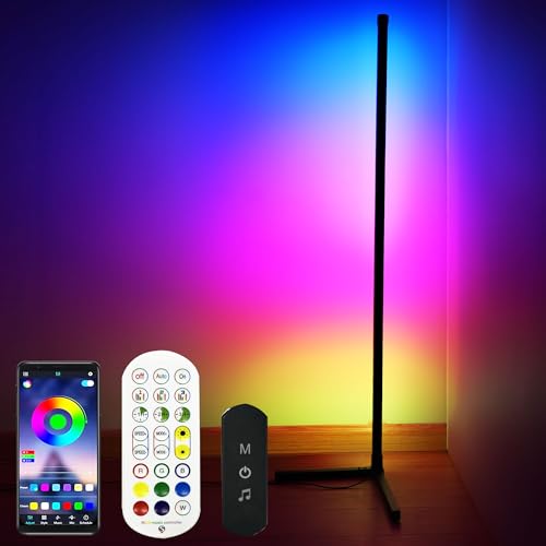 YOSION LED Stehlampe RGB Eckstehlampe, Musik Sync Farbwechsel Dimmbar Helligkeit USB-Stromversorgung für das Wohnzimmer?Spielzimmer, Schlafzimmer, Party-Deko