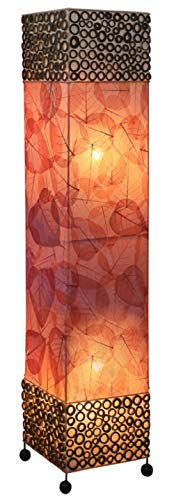 WORU Lampe Emilian - Stehlampe mit roten Blättern und Bambusringen, wahlweise in 100 cm oder 150 cm, Deko-Leuchte, Stimmungsleuchte (100 cm)