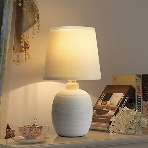 Tischlampe Keramik Tischleuchte Lampe für Nachttisch Beistelltisch Nachttischlampe Stoffschirm E14 Vintage Retro Lustig
