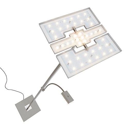 Briloner Leuchten - LED Stehlampe mit flexibler Leselampe, eckiger 2-teilig kipp- & schwenkbarer Leuchtenkopf, stufenlos dimmbar, moderne Wohnzimmerlampe, 21 W + 3.5 W