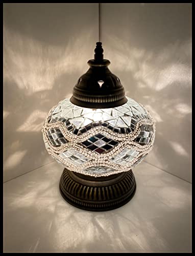 Mosaiklampe Mosaik - Tischleuchte L Stehlampe Tischlampe orientalische lampe Silber EXKLUSIV nur bei Samarkand-Lights