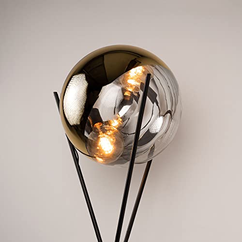 s.luce Stehleuchte Fairy 40cm Dreibeinleuchte Tripod Glas Stehlampe, Farbe Gold/Schwarz