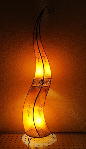 Saharashop Orientalische Stehlampe Henna-Rund 150 cm Leder Orange