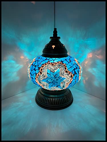 Mosaiklampe Mosaik   Tischlampe L Stehlampe Tischleuchte orientalische lampe Türkis Stern EXKLUSIV nur bei Samarkand Lights