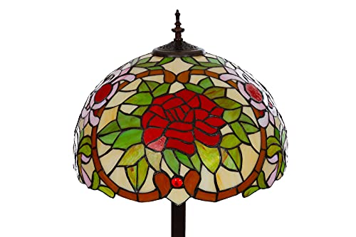 Birendy Stehlampe im Tiffany Style, Stehlampe, Dekorationslampe, Glaslampe, Leuchte, Stehleuchte, Stehlampe (Tiff 170 Rose)