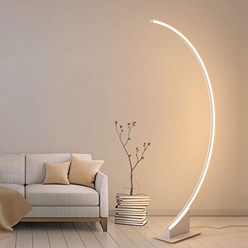 LANMOU Bogenlampe LED Modern Wohnzimmer Stehlampe Dimmbar mit Fernbedienung, Skandinavischer Stil Stehleuchte für Wohnzimmer Schlafzimmer,Weiß