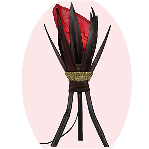 Stehleuchte Bali Lampe in rot 67x24cm • außergewöhnliche Standleuchte aus Bananenblättern • Stimmungslicht aus traditioneller Handarbeit • asiatische Dekolampe • Stimmungsleuchte „Bananenblatt“