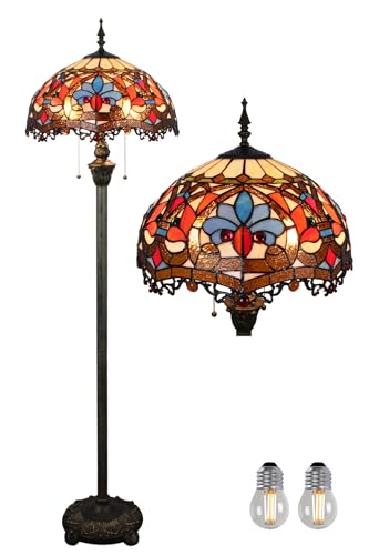 Tiffany Style 16 Zoll Stehlampe Buntglas Lampenschirm Steh Leselampen Vintage Boho Art Deko Schlafzimmer Wohnzimmer Arbeitszimmer Esszimmer Geschenk - Pedal Switch (C-6)