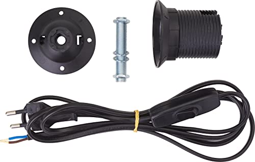 VBS Lampenfassung-Set für Tischlampen und Hängelampen E27 mit Schalter und Gewindestange Schwarz