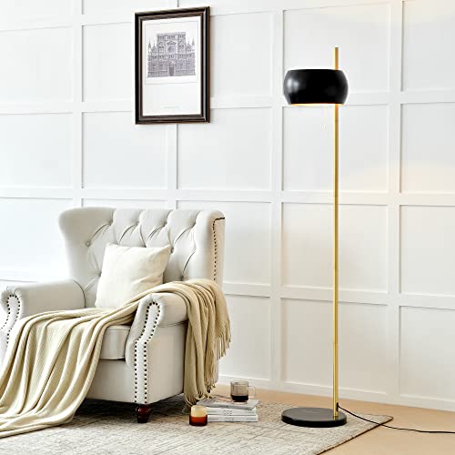 Stehlampe Luton Stehleuchte für Wohnzimmer Schlafzimmer Hausleuchte Metall Marmor Schwarz/Gold