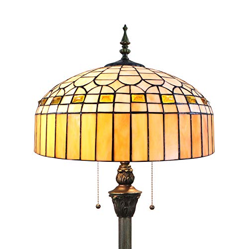 Tokira Tiffany Stil Hohe 64 Zoll Stehlampe Vintage, Gelb Lampenschirm Retro Minimalist Glasmalerei Bodenleuchte Leselampe(Enthält keine Glühbirne)