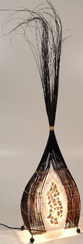 GURU SHOP Stehlampe/Stehleucht, in Bali Handgemacht aus Naturmaterial - Modell Larissa, Muschelscheiben, 90x27x11 cm, Stehleuchten