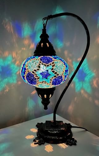 Samarkand - Lights Mosaik - Stehlampe L Tischlampe Mosaiklampe Blau-Stern Handgefertigte Mosaiklampe Orientalische Türkische Marokkanische Dekorative Mosaik Tischlampe