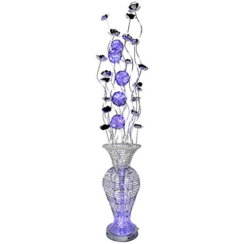 BXZ Stehlampe Modernes Aluminiumdrahtgewebe Schwarz Silber Blumen Blumen Vasenform Dreifarbige Dimm-LED-Stehlampe 1,5 m mit Fußschalter für Wohnzimmer Schlafzimmer Büro Schönes Dekor