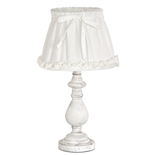 Grafelstein Tischleuchte ROSY DREAMS, Romantische Stehleuchte Deko Lampe Shabby Chic mit kleinen Stoffrosen, E14, kabelgebunden, weiß
