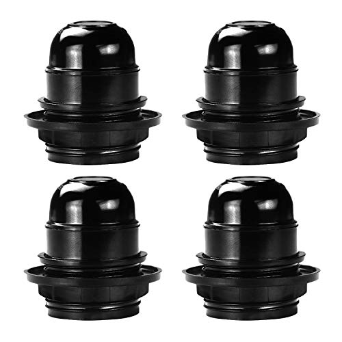 TANCUDER 4 Pcs E27 Fassung Leuchten 250V 4A Kunststoff Lampenkopf Lampenfassung schwarz Außengewinde Fassung für Tischlampe, Stehlampe, Kronleuchter