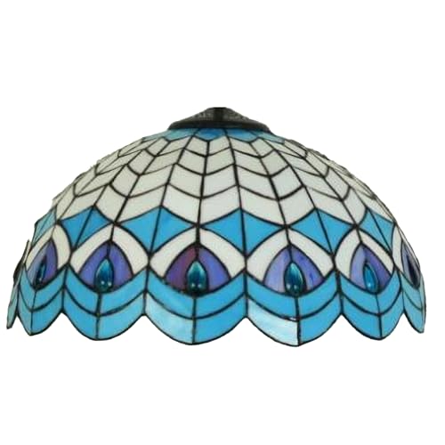 AIBOTY Pfauen-Lampenschirm-Ersat z, 16 Zoll blau-lila Buntglas-Phoenix-Schwanzs chirm, mediterraner weißer Schirm im Tiffany-Stil für Tischlampe, Stehlampe, Deckenleuchte