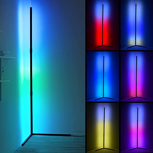 Ankishi LED Stehlampe Dimmbar mit Fernbedienung, 2800LM Stehleuchte für Wohnzimmer Schlafzimmer, Farbwechsel Lichtsaeule RGB Farbtemperaturen Ecklampe und Helligkeit Stufenlos Dimmbar Stehlampen