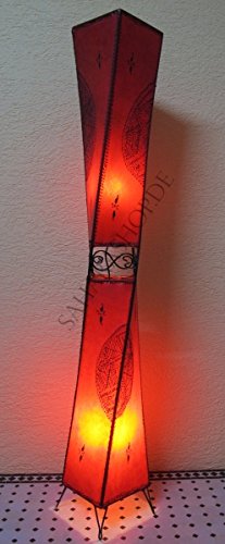 Saharashop Orientalische Stehlampe Henna-Carré 150 cm Leder Rot
