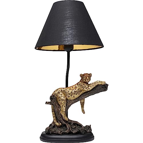 Kare Design Tischleuchte Relax Leopard, Schwarz/Gold, 50cm, Schreibtischlampe, Nachttischlampe, Dekoleuchte, Leuchtmittel nicht inklusiv