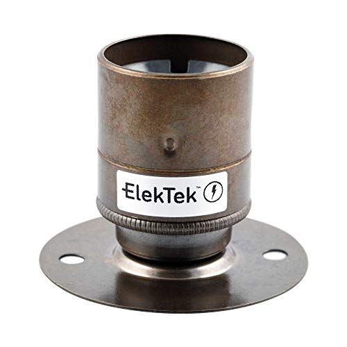 ElekTek ES E27 Edisongewinde Fester Sockel Lampenfassung Glattmantel Ideal zur Aufbaumontage von Vintage Filament Lampen Messing Antik