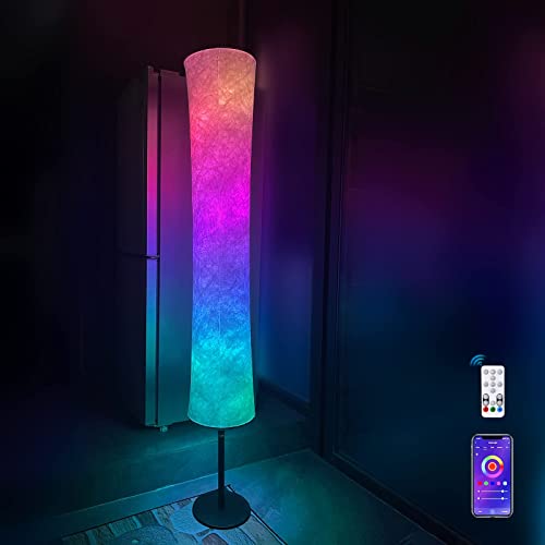 JIANUO Stehlampe Wohnzimmer Dimmbar, RGB LED Lampe Wohnzimmer Schlafzimmer mit Alexa und Google Poistant, WiFi APP Standleuchte Farbwechsel Standlampe Ambientebeleuchtung Licht
