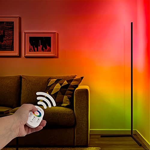 INNOVATE® LED Stehlampe dimmbar mit Fernbedienung – 22W RGB Ecklampe Wohnzimmer – 1,4m Minimal Lamp schwarz – Ambient Gaming LED farbwechsel