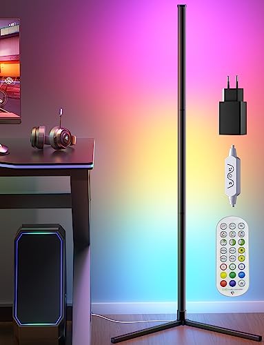 bedee RGB LED Dimmbare Stehlampe für Wohnzimmer, 165cm Ecklampe mit Fernbedienung & App-Steuerung, Farbwechselnde Stehleuchte für Schlafzimmer, Spielzimmer & Party-Dekoration
