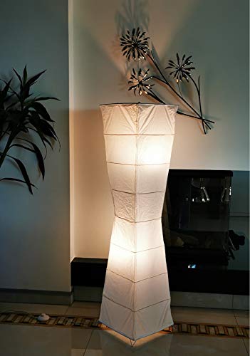 Trango 1209L Modern Design LED Stehlampe *HANDMADE* Reispapier Lampe in Weiß Eckig Form *LADY* Stehleuchte 125cm Hoch incl. 2x E14 LED Leuchtmittel, Wohnzimmer Lampe, Reispapier Lampenschirm
