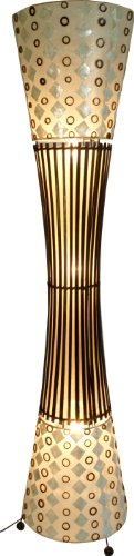 GURU SHOP Stehlampe/Stehleuchte, in Bali Handgemacht aus Naturmaterial, Bambus, Capiz/Perlmutt - Modell Mombasa, Muschelscheiben, 151x22x22 cm, Stehleuchten
