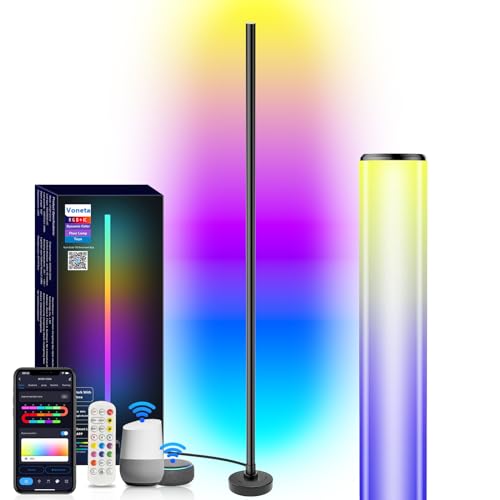 Voneta Led Standleuchte, Smart RGB+IC , Schlafzimmer mit Fernbedienung und APP, Mehrfarbig Farbwechsel Wohnzimmer, 55' Moderne Stehlampen for Party-Dekoration