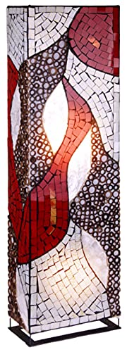 Deko-Leuchte Marius, hohe Stehlampe aus Capiz und Glas-Mosaik-Steinen, Größe ca. 100 cm