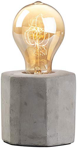 Lunartec Tischlampen: Dekorative Beton-Tischleuchte mit gewölbter Vintage-Schmucklampe (Ledtischlampen, Tischlampen-Sockel, LED Wohnzimmerleuchten)