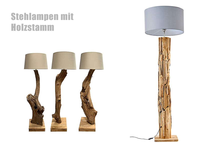 Rustikale Holz Stehlampe