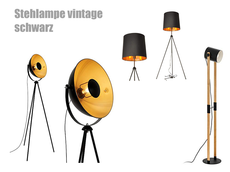 Vintage Stehlampe in schwarz